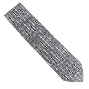 Zylos George Machado Men Necktie 100% Silk Gray Black Blue Size 58x4 - NWOT